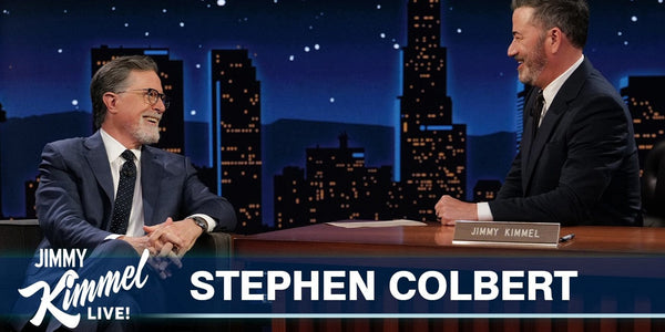 Stephen Colbert Celebrates Seven Emmys, Loses the Beard and Gives Jimmy Kimmel a Very Special Gift