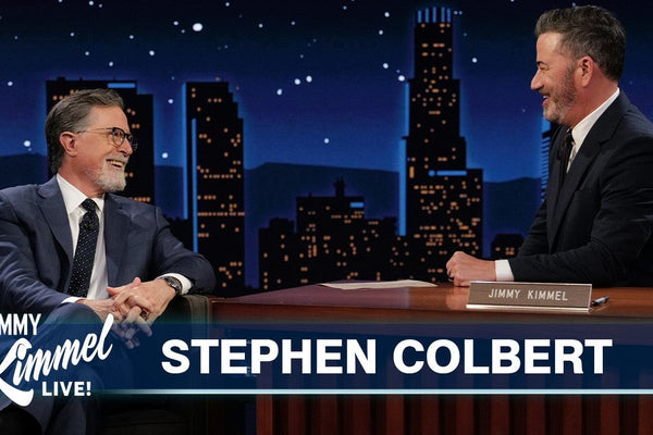Stephen Colbert Celebrates Seven Emmys, Loses the Beard and Gives Jimmy Kimmel a Very Special Gift