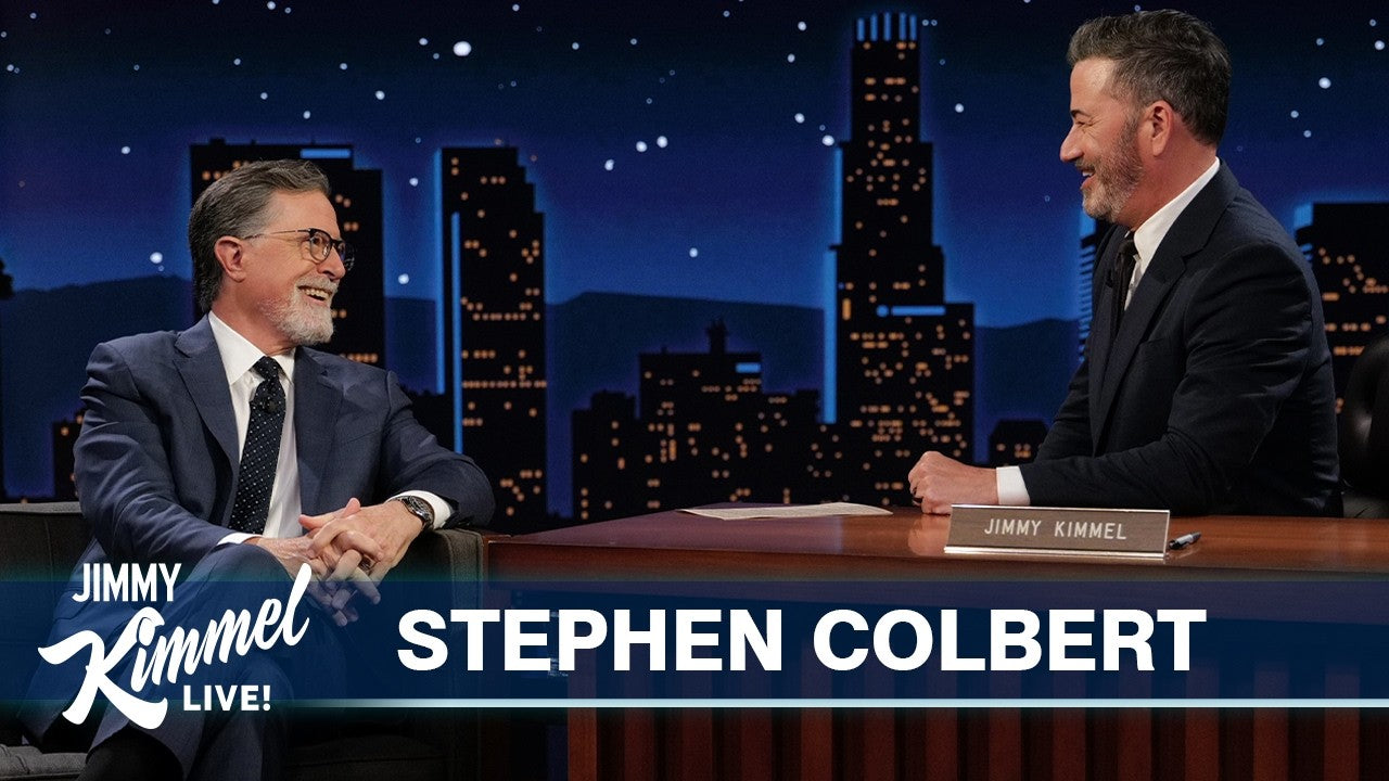 Stephen Colbert Celebrates Seven Emmys, Loses the Beard and Gives Jimmy Kimmel a Very Special Gift