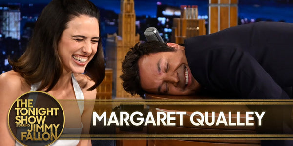 Margaret Qualley Dares Jimmy to Interview Her Lying Down