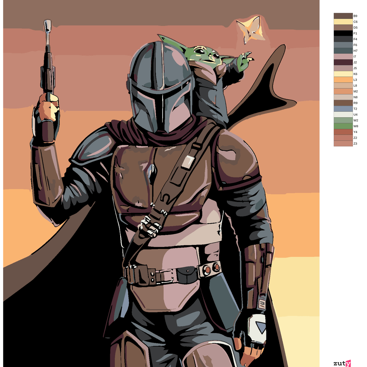 Paint by Numbers - Mandalorian and Baby Yoda