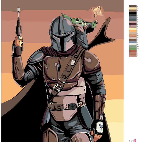 Paint by Numbers - Mandalorian and Baby Yoda