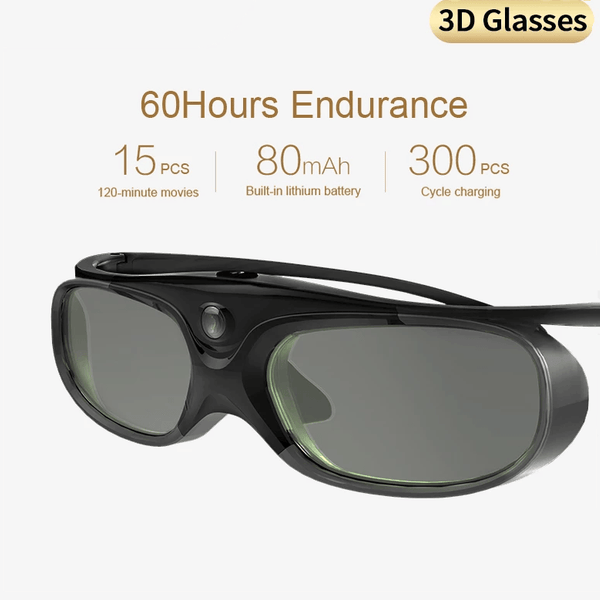 3D Glass DLP-Link Active Shutter LCD 3D Glasses (Rechargeable) - Hollywood Box