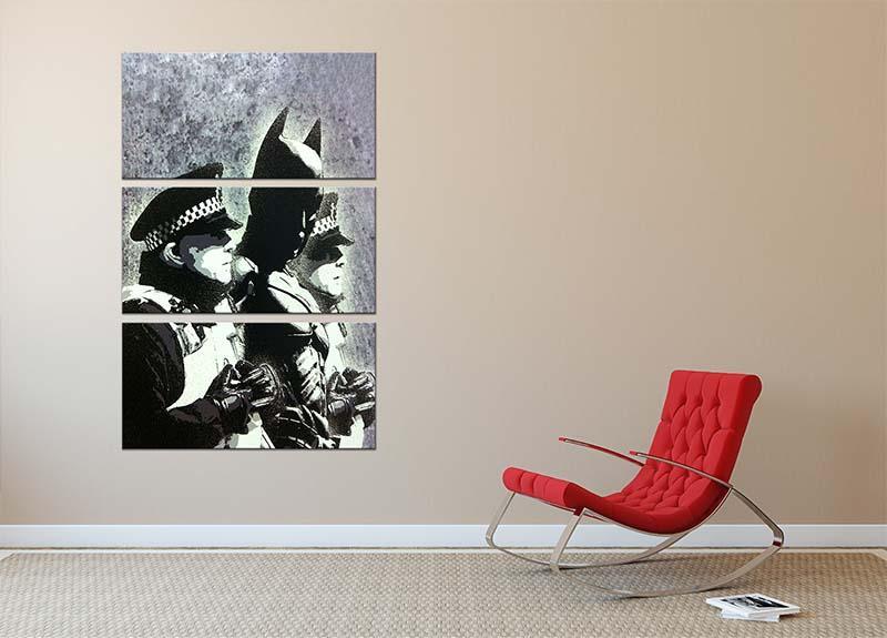 Banksy Batman and the Police 3 Split Panel Canvas Print