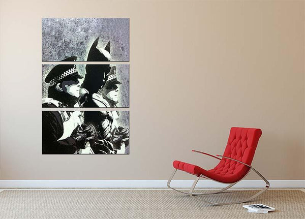 Banksy Batman and the Police 3 Split Panel Canvas Print