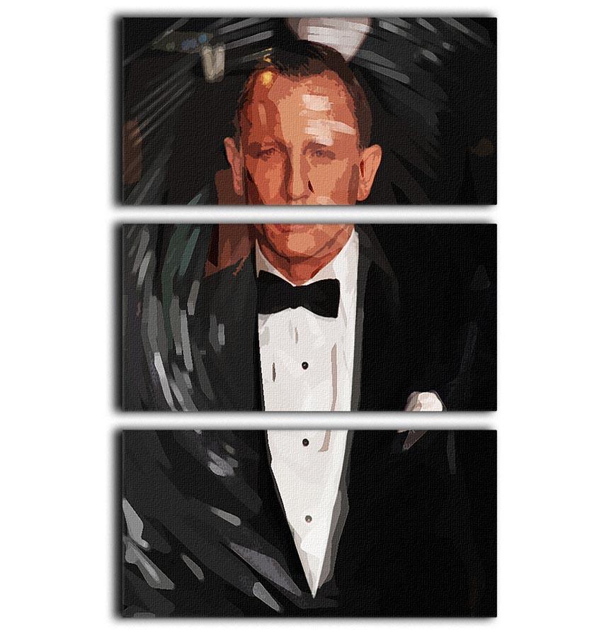 Daniel Craig James Bond Pop Art 3 Split Panel Canvas Print