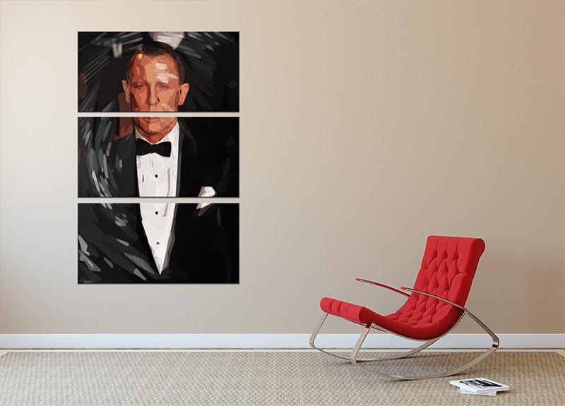 Daniel Craig James Bond Pop Art 3 Split Panel Canvas Print