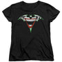 Womens Batman & Joker Bat Logo - Short Sleeve Tee, Black - Small