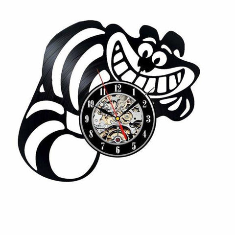 ALICE IN WONDERLAND CHESHIRE CAT HANDMADE VINYL WALL CLOCK - Hollywood Box