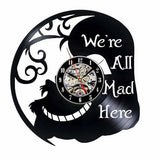 ALICE IN WONDERLAND WE’RE ALL MAD HERE HANDMADE VINYL WALL CLOCK - Hollywood Box