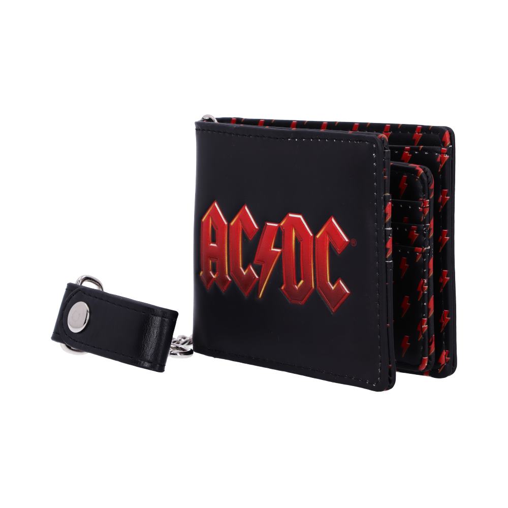 AC/DC Logo Leather Lightning Chained Wallet Purse