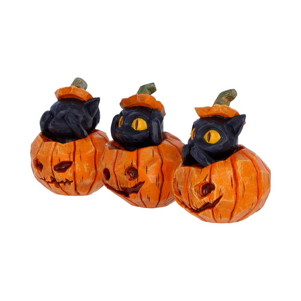 Three Wise Halloween Pumpkin Patch Cats 7.7cm