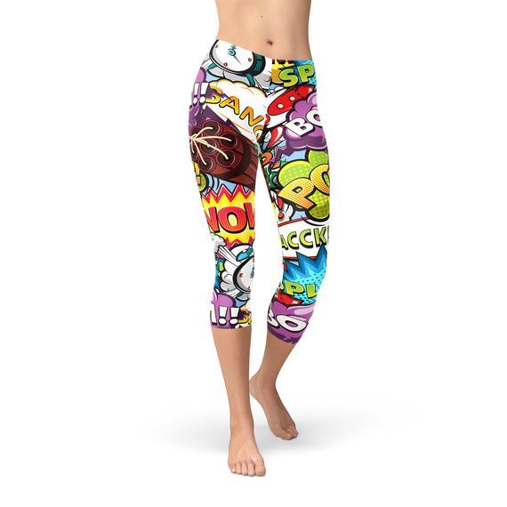 Comic Book Explosions Capri Leggings - Hollywood Box