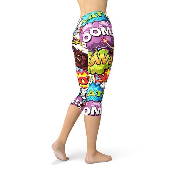 Comic Book Explosions Capri Leggings - Hollywood Box