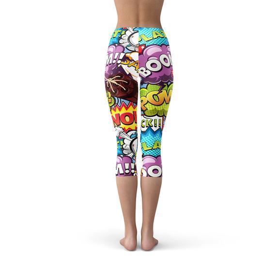 Comic Book Explosions Capri Leggings - Hollywood Box