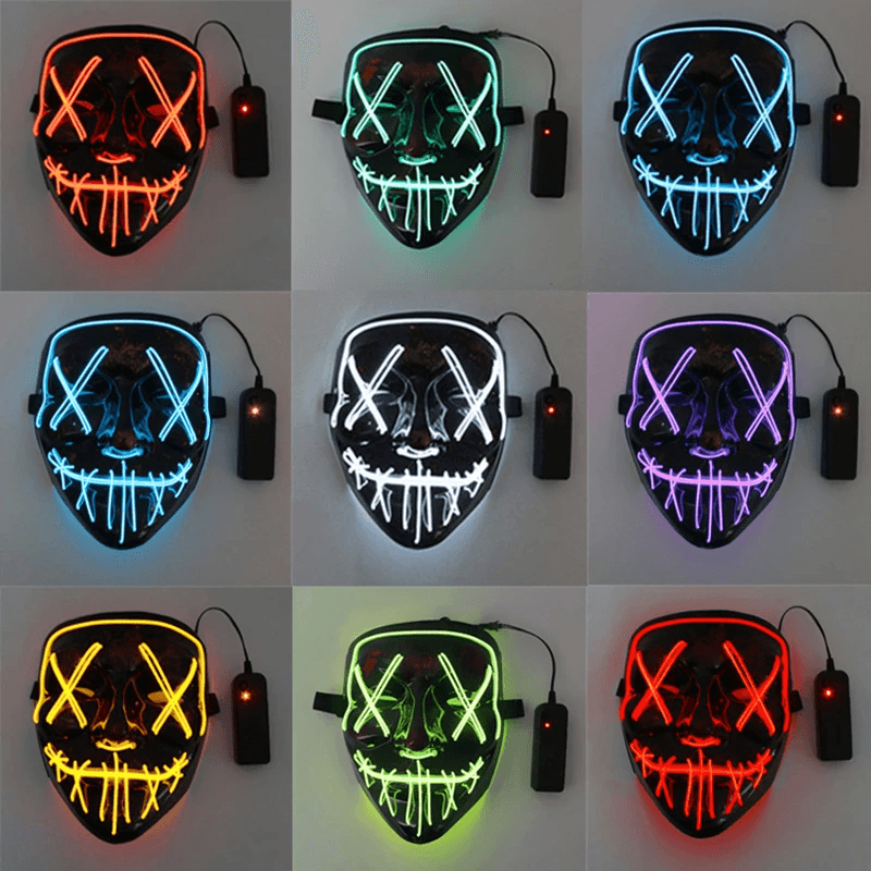 Cosplay Halloween Neon Mask Led Glow Mask - Hollywood Box