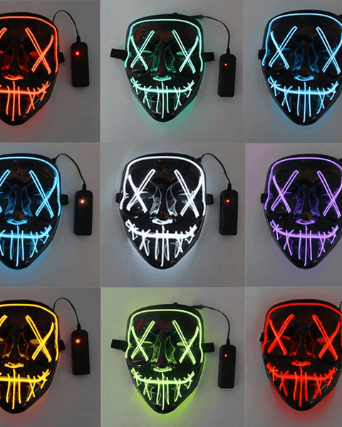 Cosplay Halloween Neon Mask Led Glow Mask - Hollywood Box