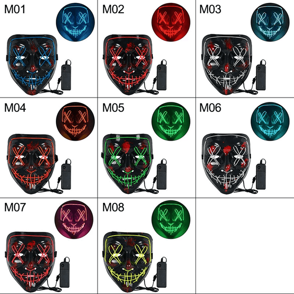 Cosplay Halloween Neon Mask Led Glow Mask - Hollywood Box