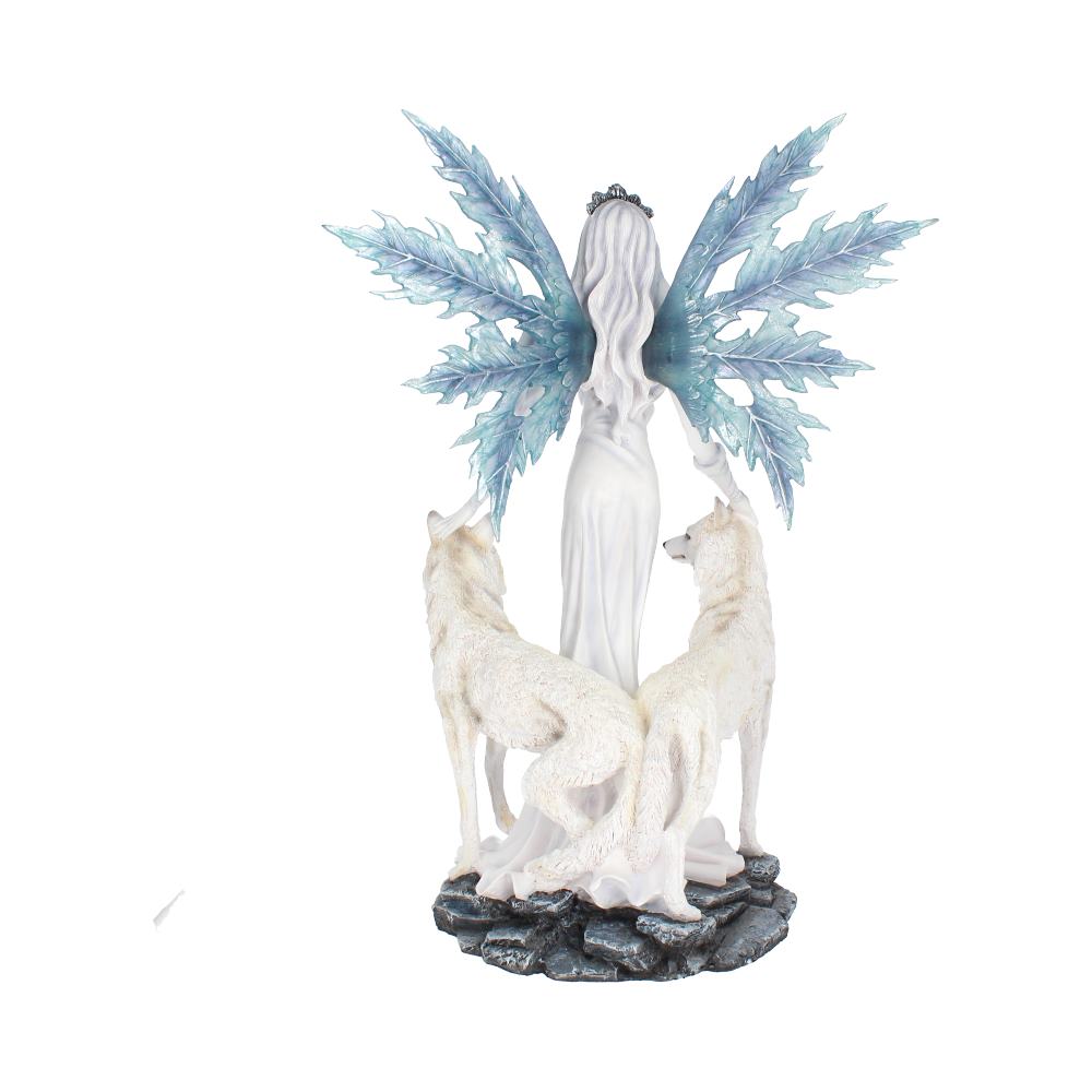 Aura Large Ice Fairy with Two Winter Wolf Companions Figurine
