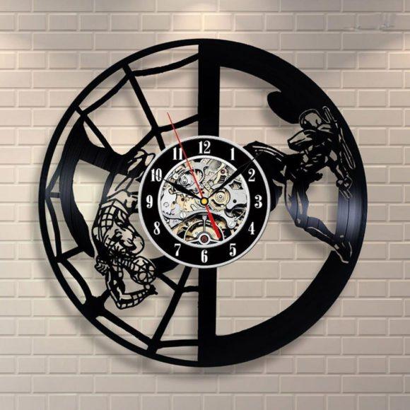 Spider-Man and Deadpool Handmade Vinyl Record Wall Clock