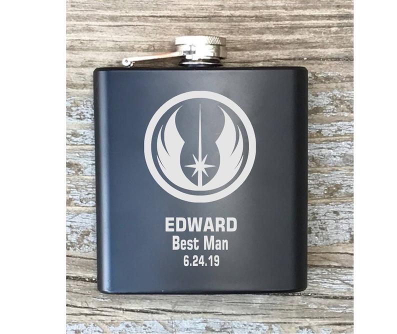 Personalized Best Man Star Wars Inspired Flask – Groomsmen Jedi Gift