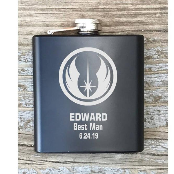 Personalized Best Man Star Wars Inspired Flask – Groomsmen Jedi Gift