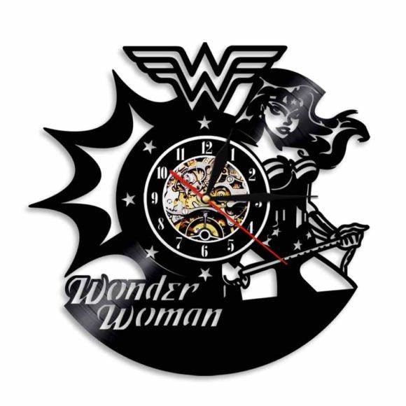 Wonder Woman Artwork Handmade Vinyl Record Wall Clock