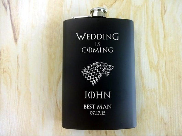 Game of Thrones Personalized Black Matte Flask