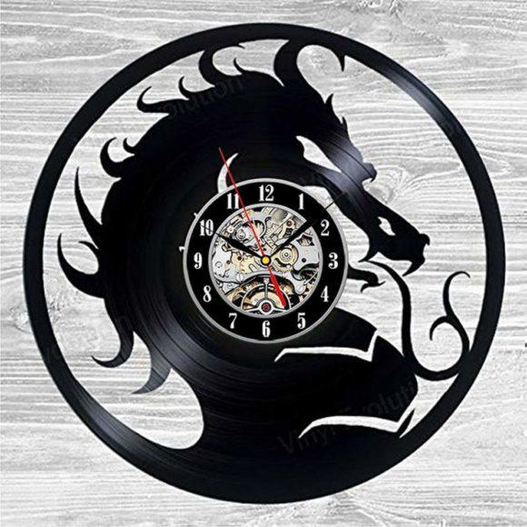 Mortal Kombat Game Emblem Handmade Vinyl Record Wall Clock