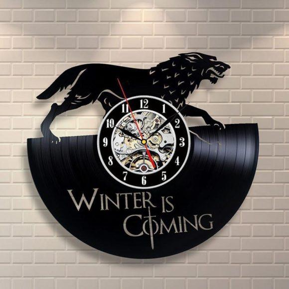 Winter Is Coming Game of Thrones Handmade Vinyl Record Wall Clock