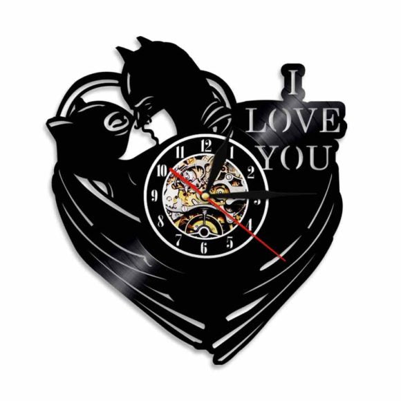 Batman and Catwoman Lovestory Vinyl Record Wall Clock