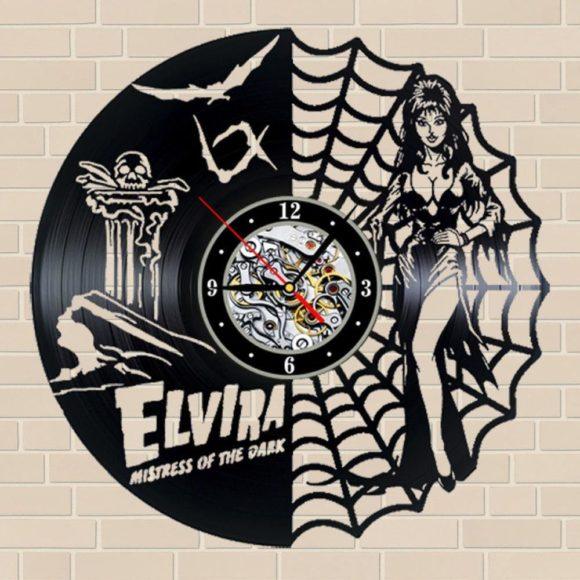 ELVIRA MISTRESS OF THE DARK HANDMADE VINYL WALL CLOCK - Hollywood Box