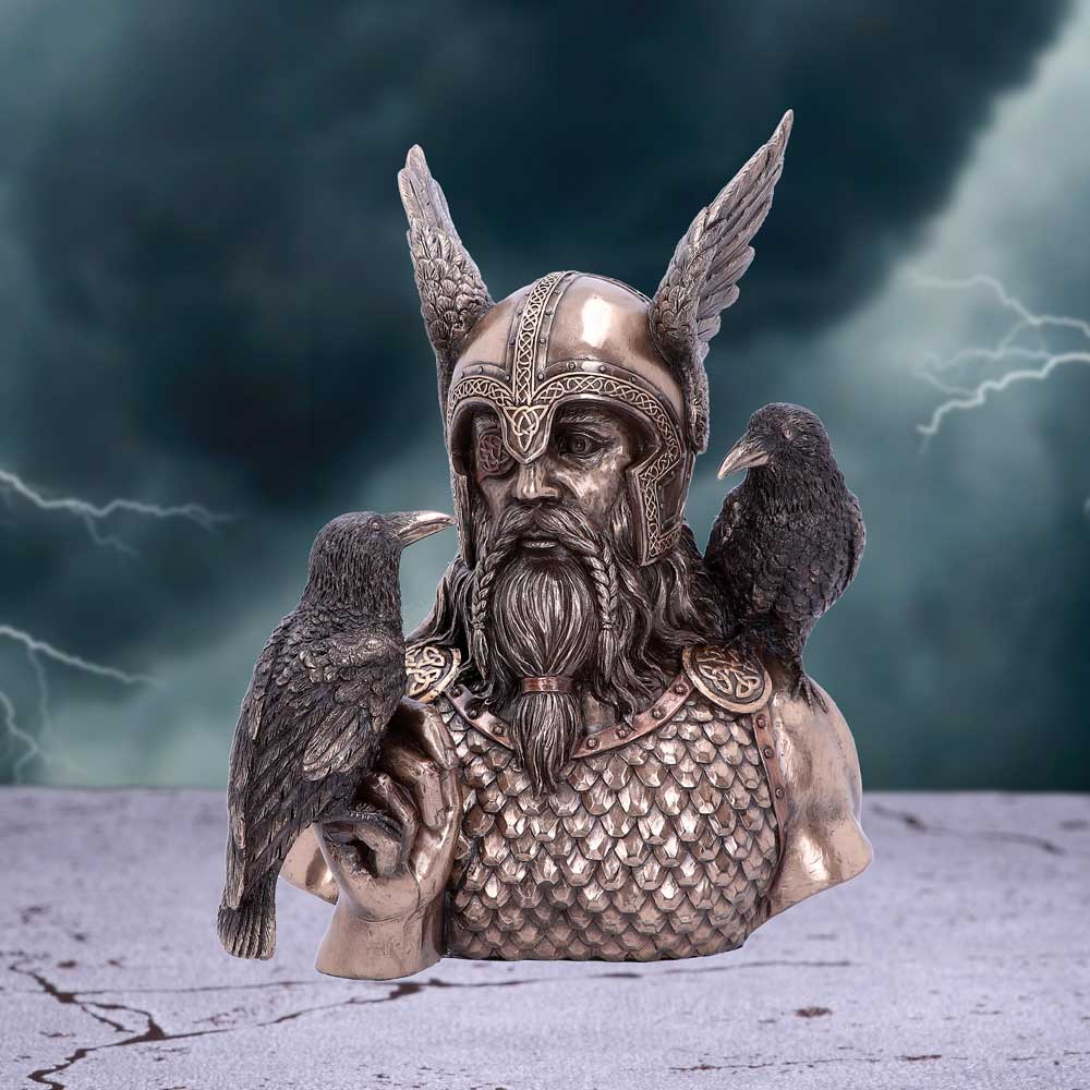 Bronze Odins Messengers Norse God Bust