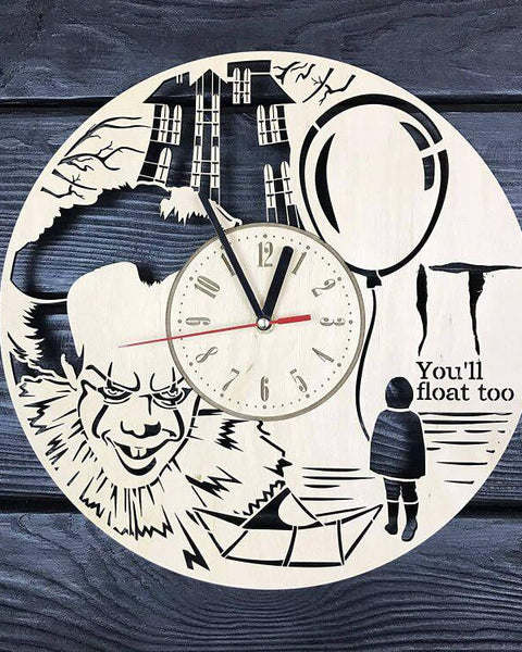 IT PENNYWISE HANDMADE WOODEN WALL CLOCK - Hollywood Box