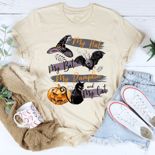 My Hat My Bat My Pumpkin And My Cat Tee - Hollywood Box