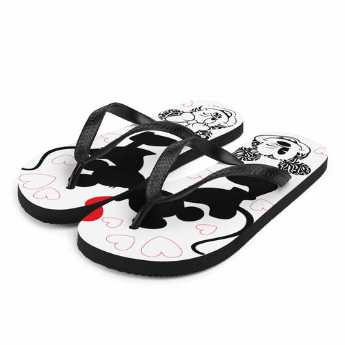 Mickey & Minnie Flip-Flops – White, Red, and Black Design