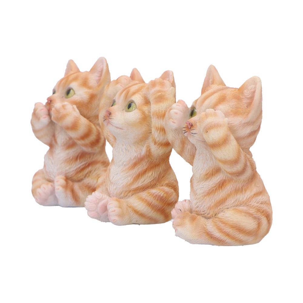 Three Wise Ginger Cats Figurines (Set of 3)  See No, Hear No , Speak No Cats