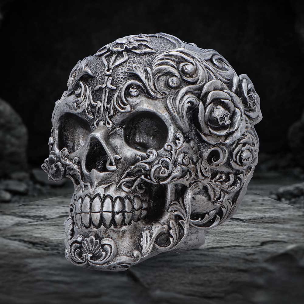 Gilded Memento Gothic Skull Figurine 12.2cm