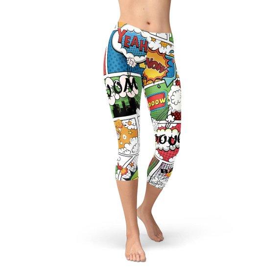 Womens Comic Book Capri Leggings - Hollywood Box