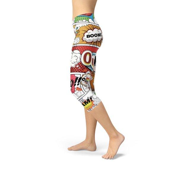 Womens Comic Book Capri Leggings - Hollywood Box